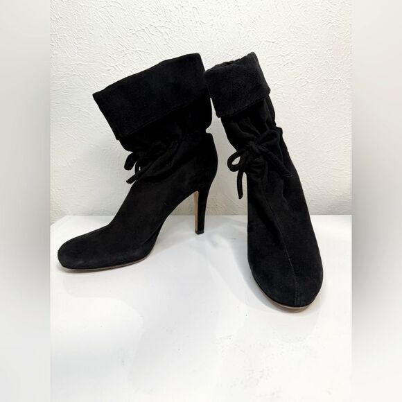 Kate Spade Suede Tie Up Booties Stiletto Tall Heels Size 8 - Picture 3 of 7
